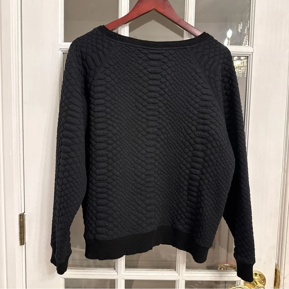 MOTHER Women's Black Textured The Square Sweater Size L